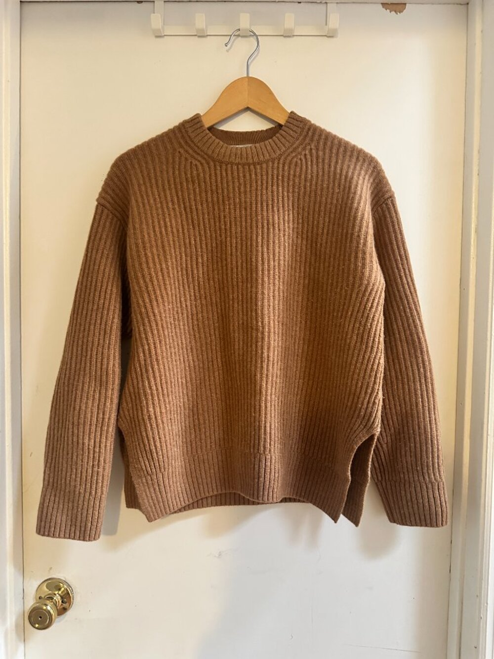 Everlane Camel Ribbed Wool Sweater, Size S